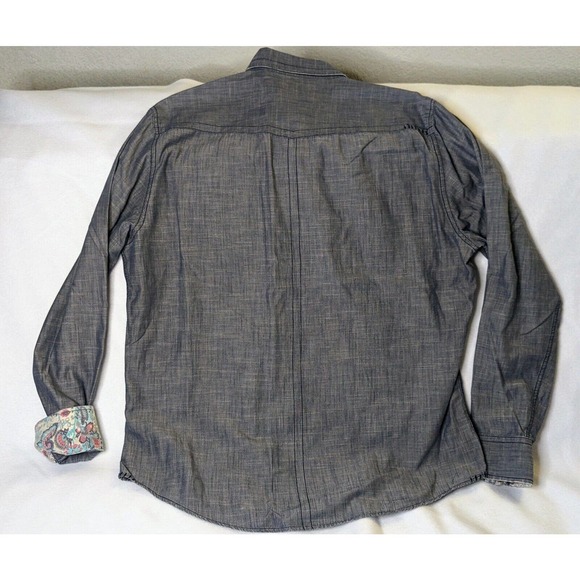 7 Diamonds Button Down Shirt Mens XL Gray Cotton Flip Cuff Paisley - Picture 6 of 10